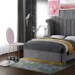 Flora Upholstered Bed in Grey Velvet Fabric by Meridian