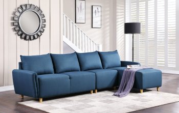 Marcin Sectional Sofa 51820 in Blue Fabric by Acme [AMSS-51820 Marcin]