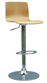 White Oak & Chrome Finish Set of 2 Swivel Barstools w/Footrest [CYBA-0353]