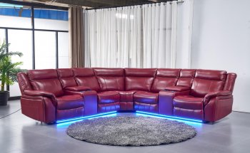 FD413 Power Motion Sectional Sofa in Red PU Leather by FDF [FDSS-FD413 Red]