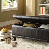 Aflon Lift Top Storage Bench 4730PU by Homelegance in Dark Vinyl