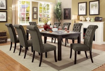 Sania III Dining Table CM3324BK-T-84 in Antique Black w/Options [FADS-CM3324BK-T-84 CM3564GY]