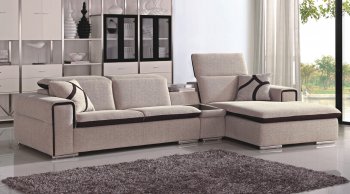 Beige & Chocolate Fabric Modern Sectional Sofa [AESS-8193-Beige-Chocolate]