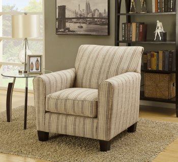 Liesl Accent Chair CM6138A in Stripe Pattern Fabric [FACC-CM6138A Liesl]