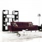 Purple Fabric Modern 3Pc Sofa Set w/Stainless Steel Legs