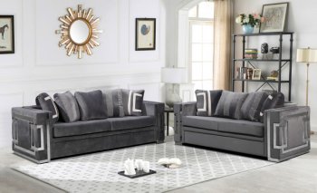 LCL-015 Sofa & Loveseat Set in Gray Velvet [BDS-LCL-015 Gray]