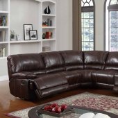 U1953 6pc Reclining Sectional Sofa in Brown Bonded Leather