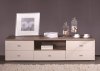 Charm TV Stand in Beige & Acacia by Beverly Hills