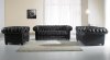 Black Tufted Leather Traditional 3Pc Sofa, Loveseat & Chair Set