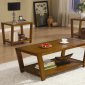 Warm Rich Brown Finish Modern 3 Pc Coffee Table Set