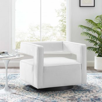 Booth Swivel Accent Chair in White Velvet by Modway [MWAC-3948 Booth White]