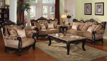 Jessica Black Traditional Sofa in Fabric w/Optional Items [ADS-Jessica Black]