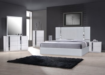 Matissee Bedroom Silver J&M w/Optional Palermo White Casegoods [JMBS-Matissee Silver Palermo Wh]