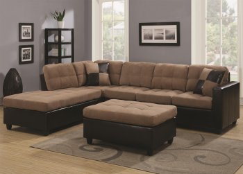 Mallory Sectional Sofa 505675 in Tan Fabric by Coaster [CRSS-505675 Mallory]