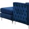 Jesse Sectional Sofa 668 in Navy Velvet Fabric by Meridian