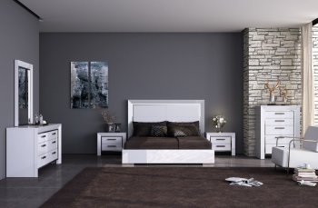 Ibiza Bedroom Set in High Gloss White w/Options by Whiteline [WLBS-Ibiza White]