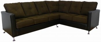 Java Fabric & Chocolate Vinyl Modern Sectional Sofa [PMSS-5902-Java]