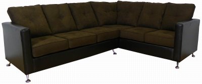 Java Fabric & Chocolate Vinyl Modern Sectional Sofa