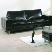 Black Bycast Leather Contemporary Living Room Set