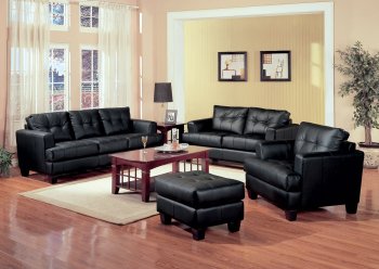 Samuel Sofa & Loveseat Set 501681 in Black Bonded Leather [CRS-501681 Samuel]