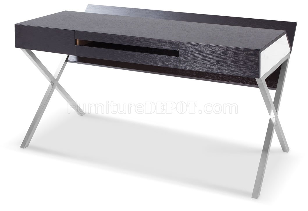 S103 Modern Office Desk by J&M in Dark Oak w/White Accents - Click Image to Close