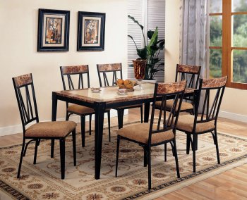 Black Metal Base & Faux Marble Top Modern 5Pc Dining Set [CRDS-120411-5pc]