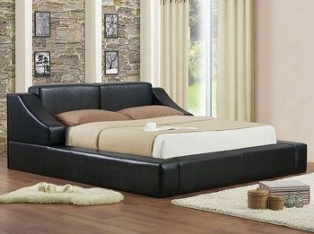 20280 Franco Upholstered Bed in Black PU by Acme [AMB-20280 Franco]