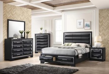 B140 Bedroom Set 5Pc in Black by FDF [FDBS-B140]