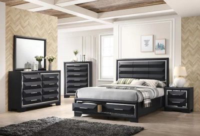 B140 Bedroom Set 5Pc in Black by FDF