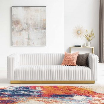 Charisma Sofa in White Velvet Fabric by Modway w/Options [MWS-3886 Charisma White]