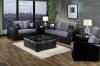 Grey Fabric & Black Vinyl Modern Sofa and Loveseat Set w/Options