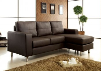 CM2122DK Avon Sofa & Ottoman Set in Dark Brown Leatherette [FAS-CM2122DK Avon Dark Brown]