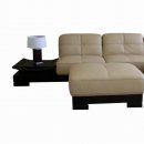 Full Beige Italian Leather Sectional Sofa & Matching Ottoman