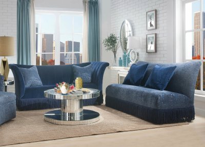 Kaffir Sofa 53270 Sofa in Dark Blue Fabric by Acme w/Options