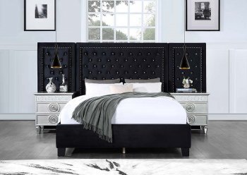 Damazy Bedroom BD00975Q in Black Velvet by Acme w/Options [AMBS-BD00975Q Damazy]