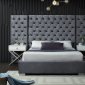 Grande Upholstered Bed in Grey Velvet Fabric by Meridian