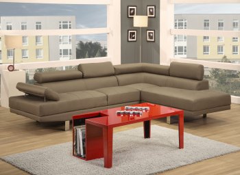 F7570 Sectional Sofa by Boss in Tan Linen Fabric [PXSS-F7570]