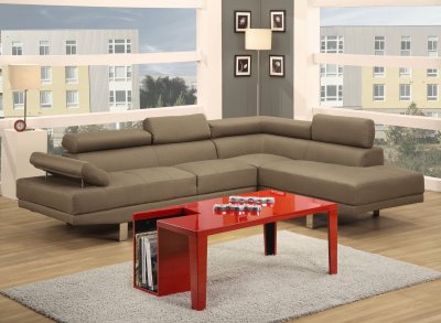 F7570 Sectional Sofa by Boss in Tan Linen Fabric