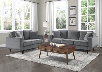 Rand Sofa & Loveseat Set 9329GY in Grey Velvet by Homelegance [HES-9329GY Rand]