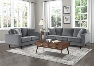 Rand Sofa & Loveseat Set 9329GY in Grey Velvet by Homelegance