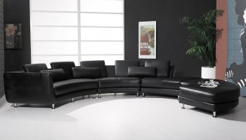 Black Bonded Leather Ultra Modern Modular 4PC Sectional Sofa [VGSS-A94-Black]