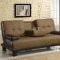 Two-Tone Tan & Brown Convertible Sofa Bed w/Drop Down Console