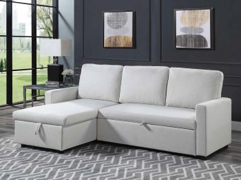 Hiltons Sectional Sofa LV00971 in Beige Fabric by Acme w/Sleeper [AMSS-LV00971 Hiltons]