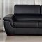 Black Full Italian Leather Modern Sofa w/Adjustable Headrests