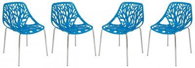 Asbury Set of 4 Dining Chairs AC16BU in Blue by LeisureMod