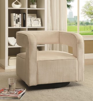 902427 Swivel Accent Chair Set of 2 in White Fabric by Coaster [CRCC-902427]