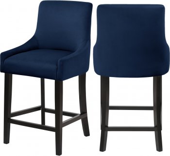 Demi Counter Stool 724 Set of 2 Navy Velvet Fabric by Meridian [MRDC-724 Demi Navy]