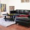 Black Bonded Leather Modern Sectional Sofa w/Wood Base & Legs