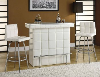 Ronni Bar Table 70945 in Padded White PU by Acme w/Options [AMBA-70945-Ronni]