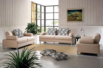 Beige Fabric Modern 3Pc Sofa Set w/Adjustable Back Cushions [VGS-2922]